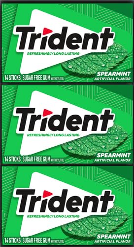 Trident Spearmint Sugar-Free Chewing Gum, 12 Packs of 14 Pieces (168 Total