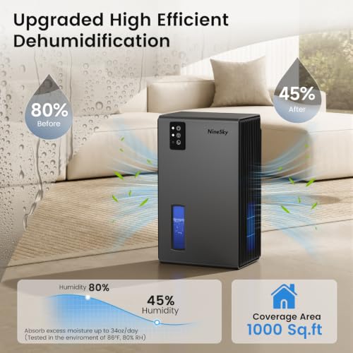 Dehumidifiers for Home, 1000 Sq.Ft Dehumidifier with 95oz Water Tank, Quiet