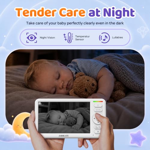 ANMEATE 6" Video Baby Monitor with Camera and Audio No WiFi