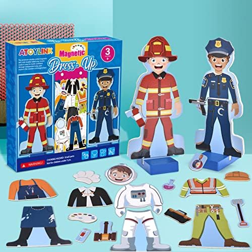 Wooden Magnetic Dress up Dolls Pretend Play Set 40+ Pcs Occupations Community Helpers
