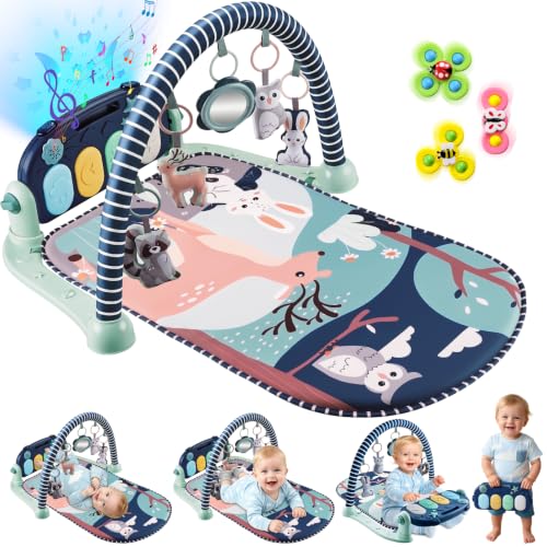 Joryuek Baby Play Mat, Tummy Time Mat with Piano Music and Lights, Baby