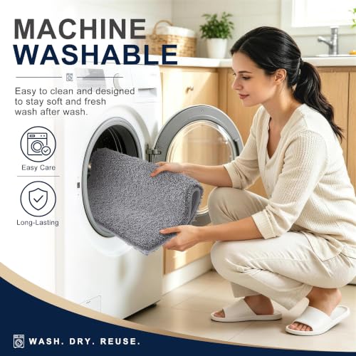 OLANLY Microfiber Bathroom Rugs 30x20, Soft Highly Absorbent Bath Mat, Grey