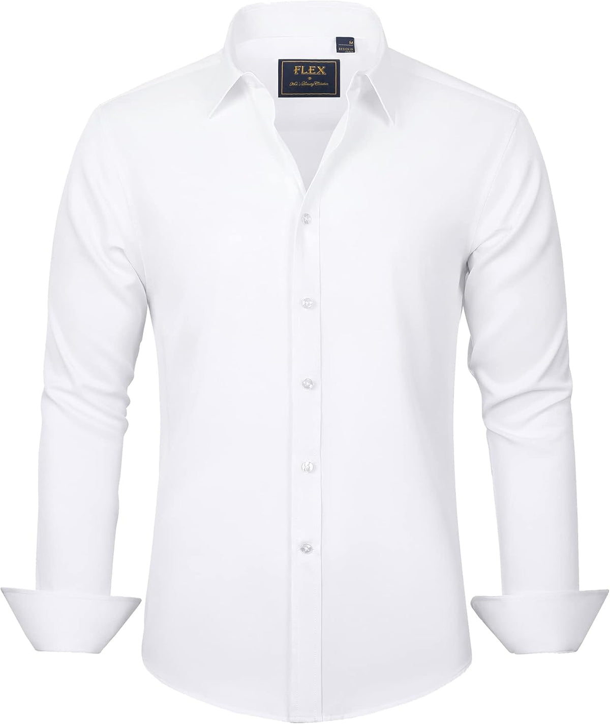 J.VER Men's Dress Shirts Solid Long Sleeve Stretch Wrinkle-Free Formal Shirt Business