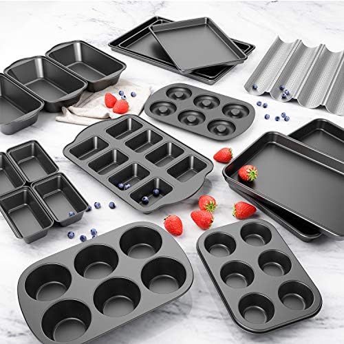 Tiawudi 3 Pack Jumbo Nonstick Muffin Pan, 6 Cup Carbon Steel Cupcake Pan