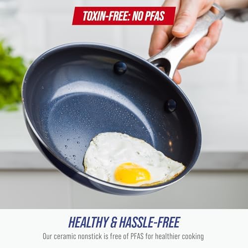 Blue Diamond 8" Diamond Infused Ceramic Nonstick Frying Pan Skillet, Blue
