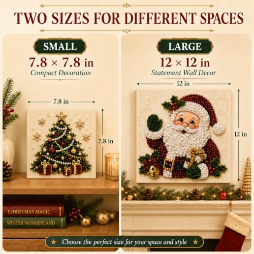 LJSCQF DIY Christmas Pearl Diamond Painting Art Kit with Frame, Home Wall