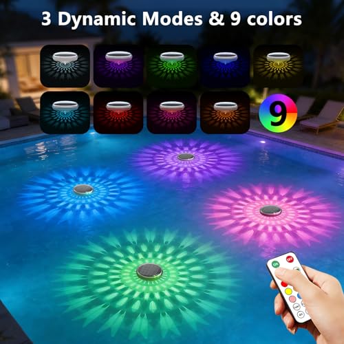 Solar Powered Floating Pool Lights(2 Pack), Pool Lights That Float with