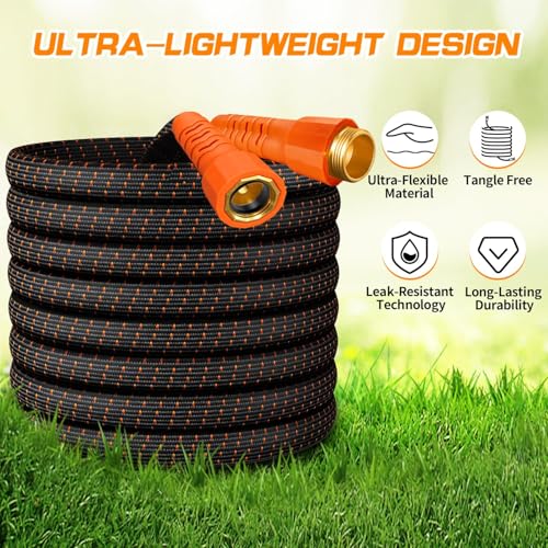 50FT Flexible Garden Hose & 10Modes Nozzle,Lightweight Water