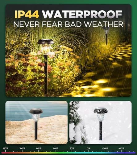 10 Pack Ultra Bright Solar Lights Outdoor Waterproof, from Dusk to Dawn Up to