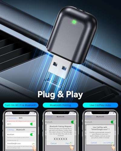 Burnt Sugar Wireless Carplay Adapter for iPhone 2026 Upgraded, Ultra-Mini USB