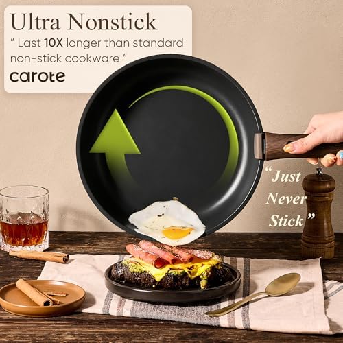 CAROTE 21pcs Pots and Pans Set Non Stick, Detachable Handle Cookware, Black