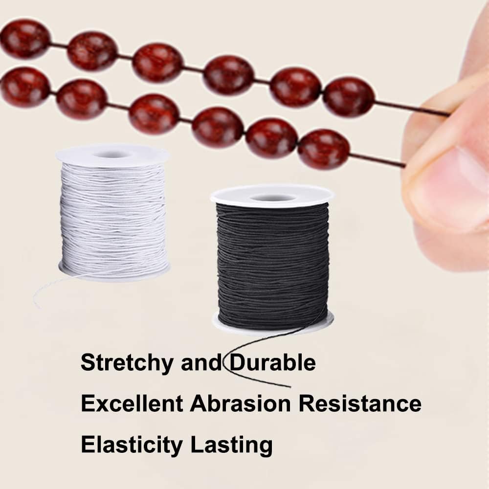 LUSTEMBER Stretchy String for Bracelets, 4 Rolls 1 mm Sturdy Elastic String