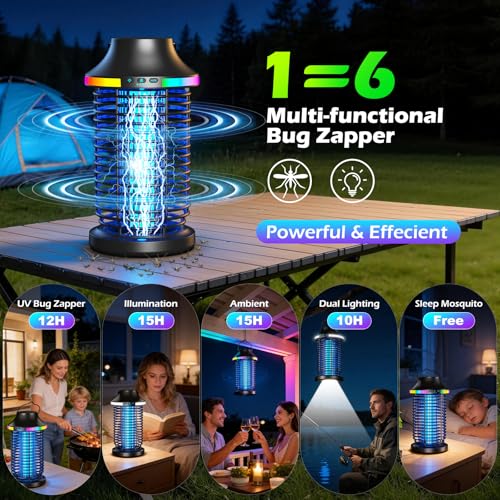Rechargeable Bug Zapper Outdoor, 4200V Powerful Electric Mosquito Zapper