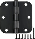 30 Pack Rounded Matte Black Door Hinges 3.5 Inch 5/8" Radius Interior 3 1/2"