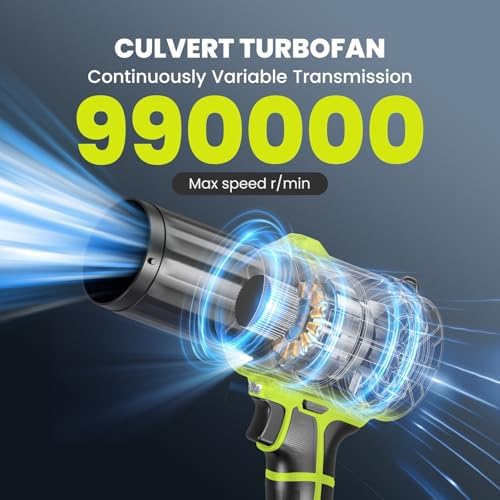 990,000 RPM Cordless Leaf Blower with 2 Batteries & Charger - Electric Handheld Blower