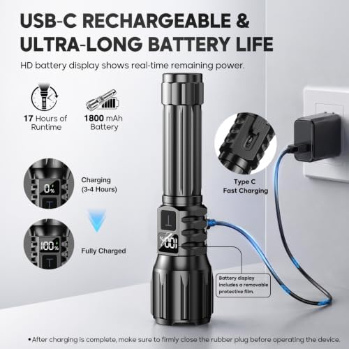 2Pack Rechargeable Flashlights, Super Bright High Lumens Flashlight
