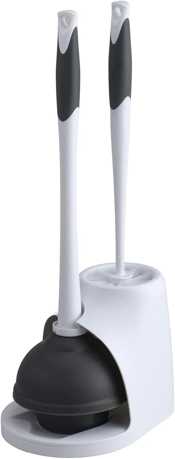 Clorox Toilet Plunger and Bowl Brush Combo with Caddy, 6.75 x 7 x 19.5 in