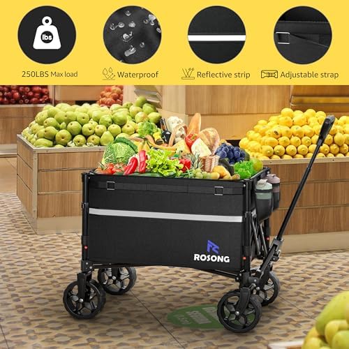 ROSONG Collapsible Wagon Cart with Wheels Foldable