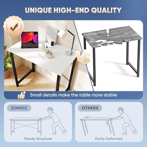 DUMOS 32 Inch Small Computer Desk, Home Office Desks for Bedroom, White