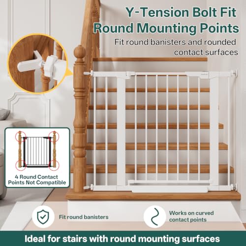 InnoTruth 27-36.6 in Wide Baby Gate for Stairs and Doorways, White