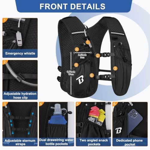 Running Vest for Women Men, 5L/6L Lightweight Hydration Backpack Running Pack for