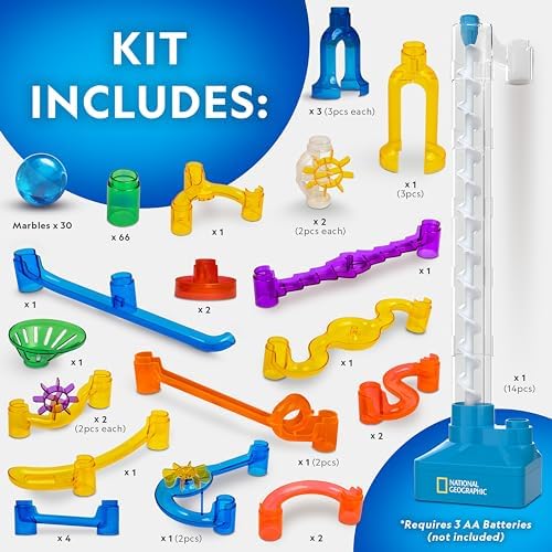 National Geographic Motorized Marble Run 150-Piece Building Set for Kids