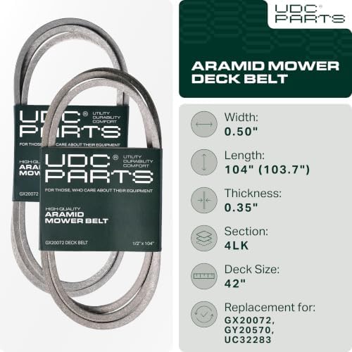 UDC Parts GX20072 Deck Belt, 1/2" x 104" Replacement for John Deere 42 Inch