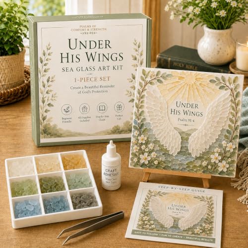 Psalms of Comfort & Strength Sea Glass Art Kit, Christian DIY Craft Kit with