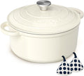 Enameled Cast Iron Dutch Oven - Umite Chef 5QT Pot with Lid & Cotton Potholders