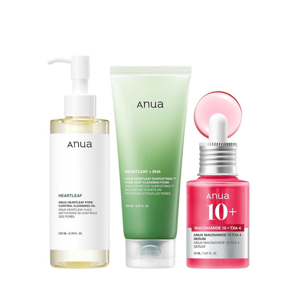 Anua 3-Step Glass Skin Beginner Set, Oil Cleanser and Face Wash with Facial