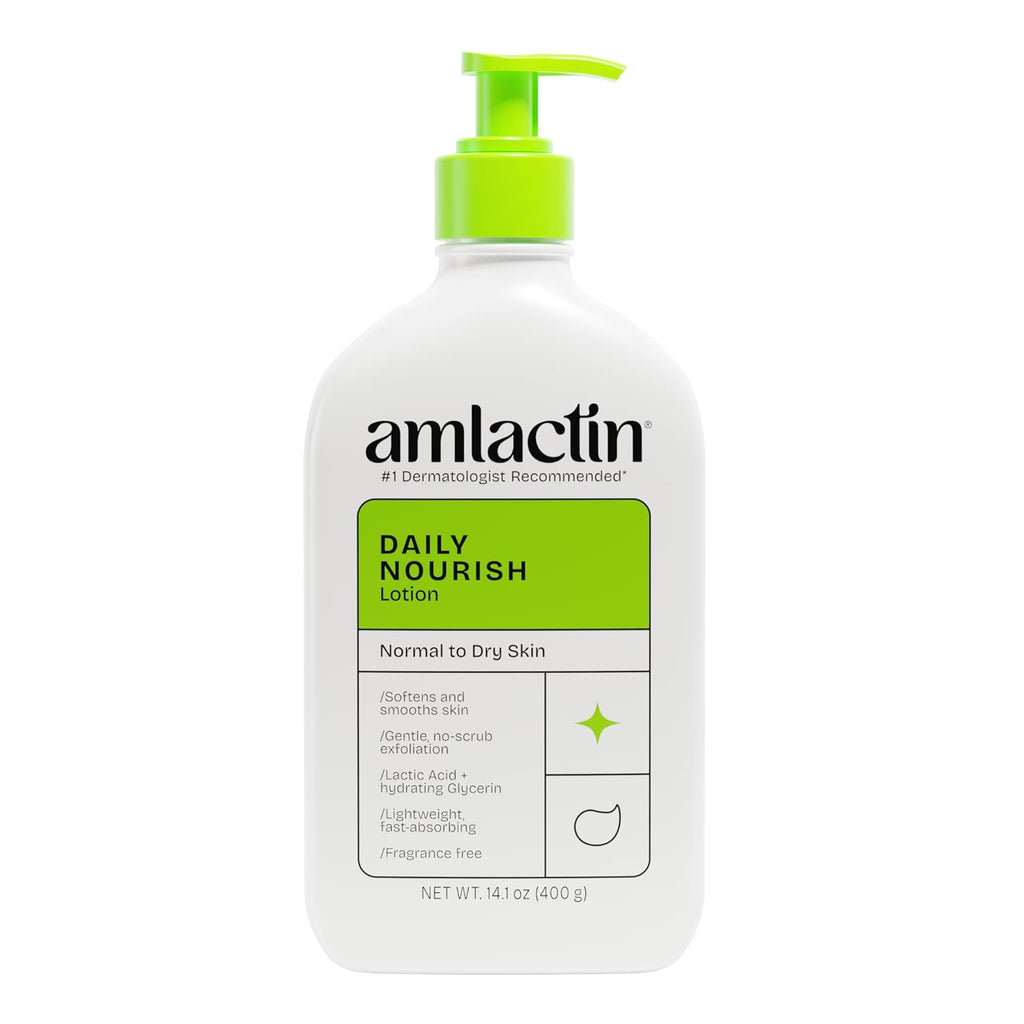 AmLactin Daily Nourish Therapeutic Body Lotion for Dry Skin - No-Scrub