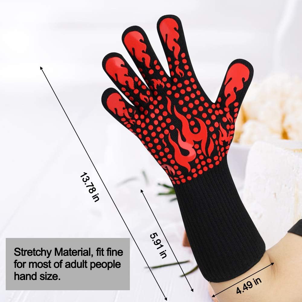 Comsmart BBQ Gloves, 1472 Degree F Heat Resistant Grilling Gloves Silicone