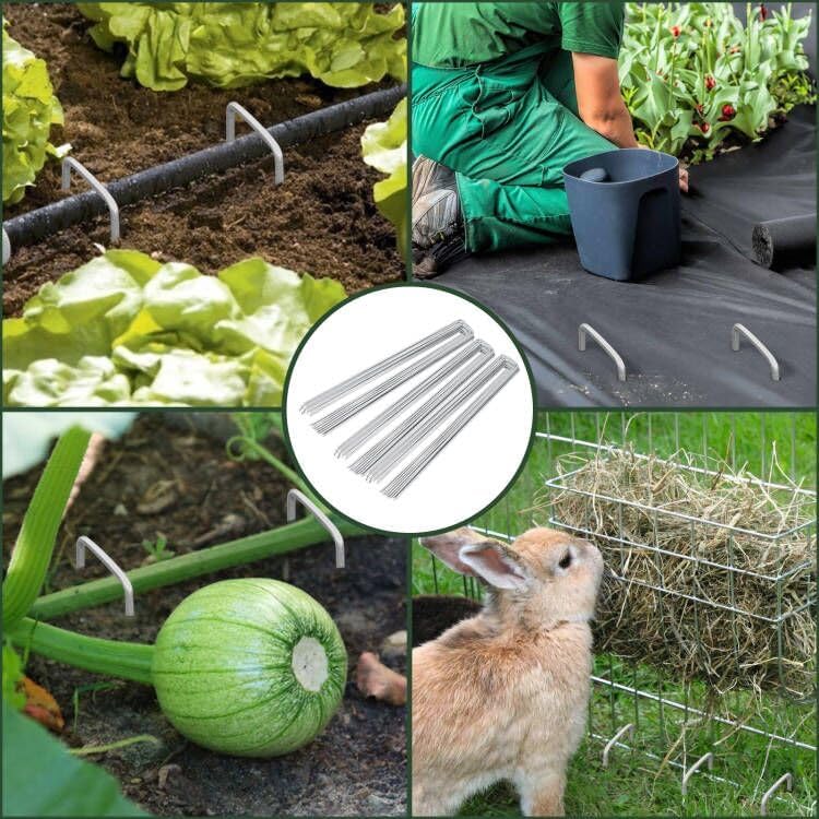 FEED GARDEN 6 Inch 50 Pack Hot-dip Galvanized Landscape Staples Plant Cover