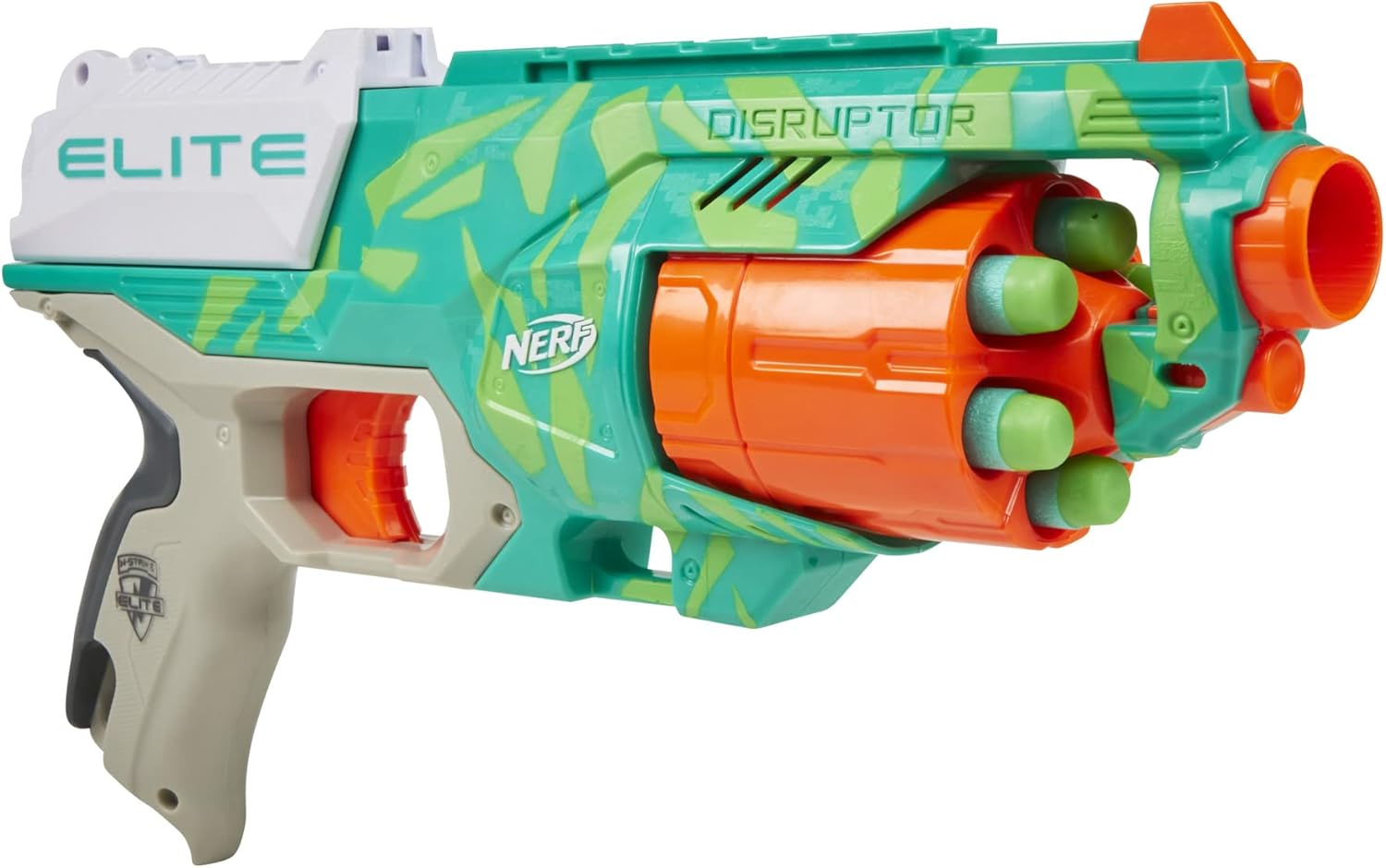 NERF Elite Disruptor Dynamic Green Dart Blaster, Rotating Drum, Slam Fire