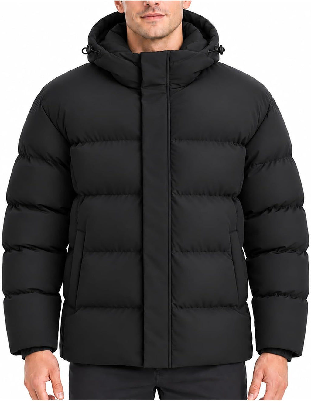 Yufawow Men Puffer Jacket Insulated Coat Thick Warm for Cold Weather Outdoor Work Winter