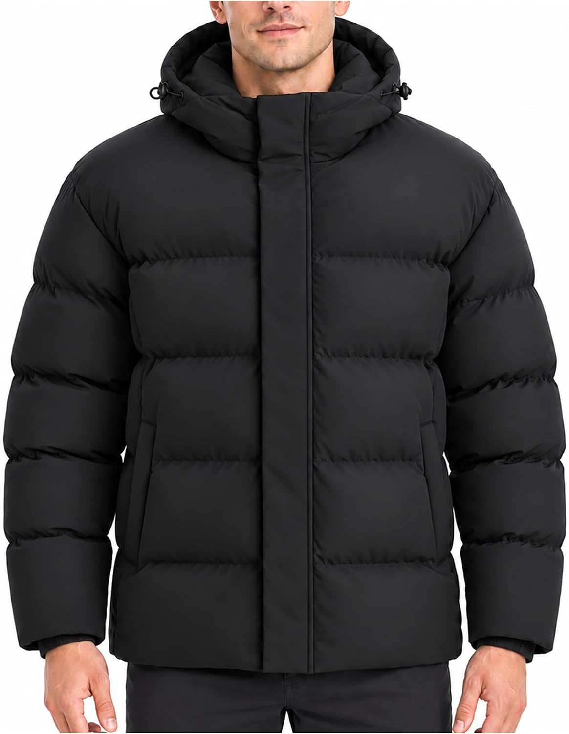 Yufawow Men Puffer Jacket Insulated Coat Thick Warm for Cold Weather Outdoor Work Winter