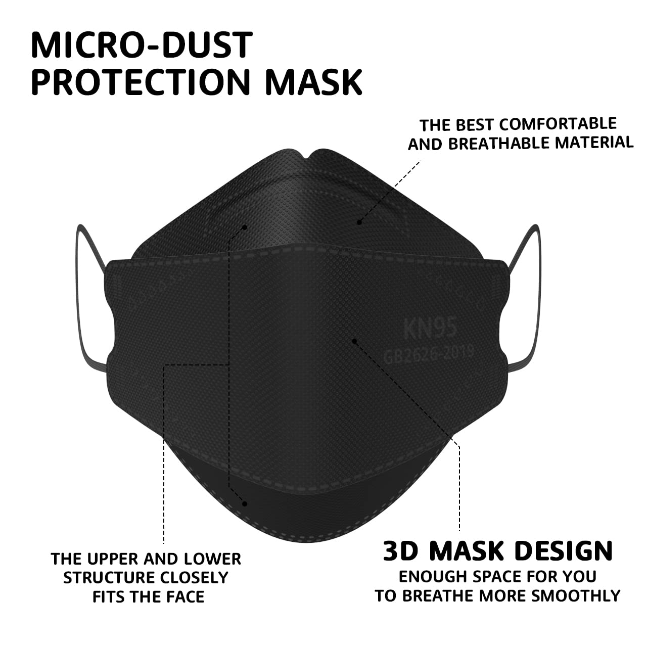 LEVENIS KN95 Face Masks 50 Pack, Breathable Comfortable and Disposable KN95