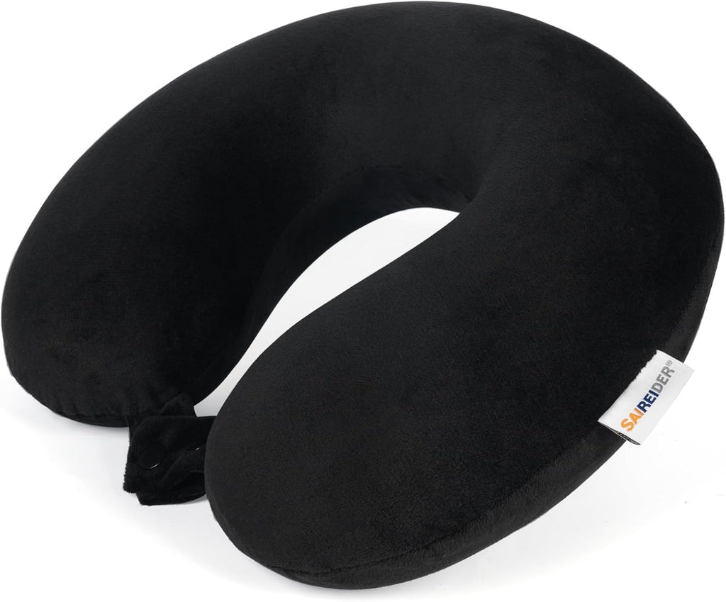 SAIREIDER Travel Pillow 100% Pure Memory Foam Travel Neck Pillow, Airplane