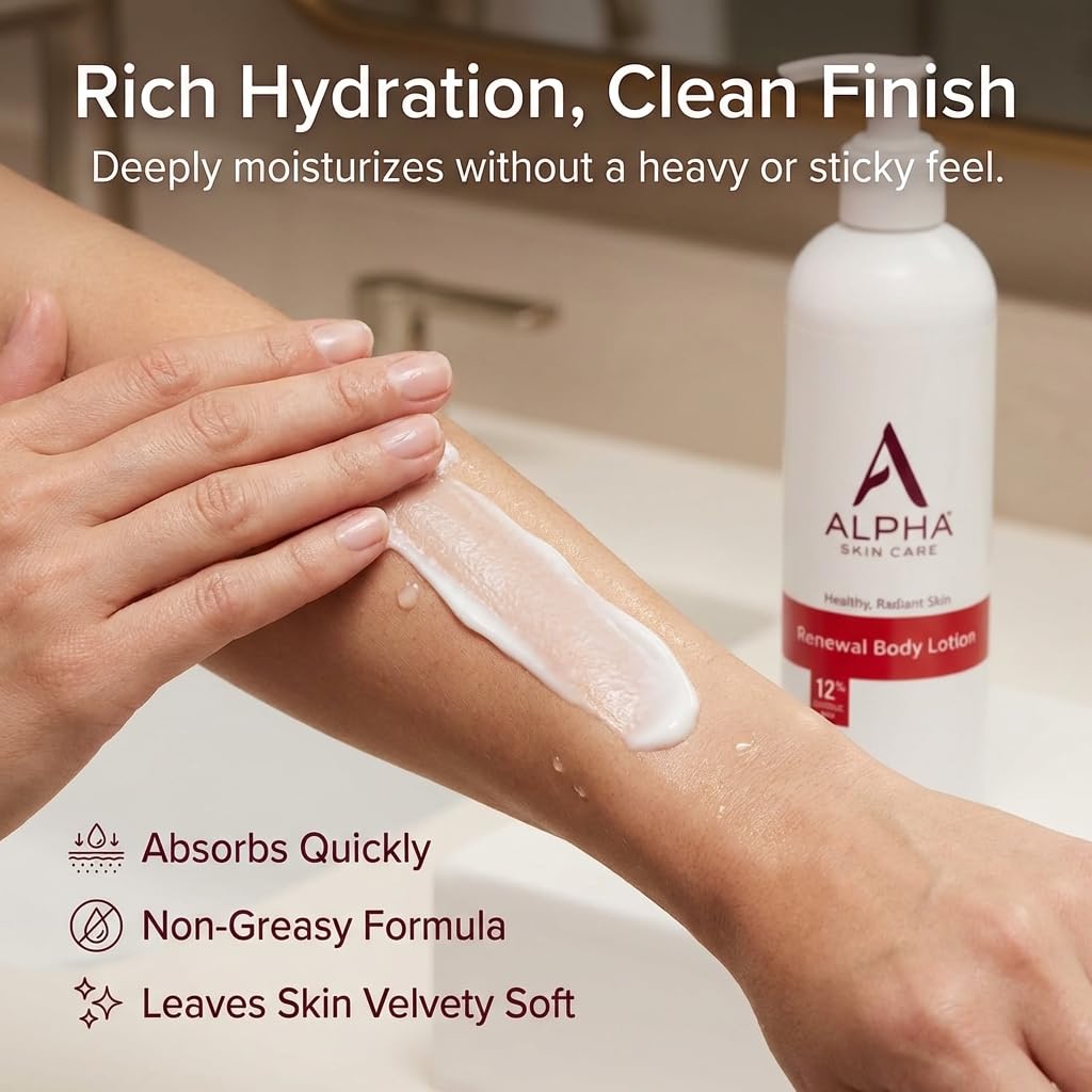 Alpha Skin Care Revitalizing Body Lotion, 12% Glycolic AHA, Simple &