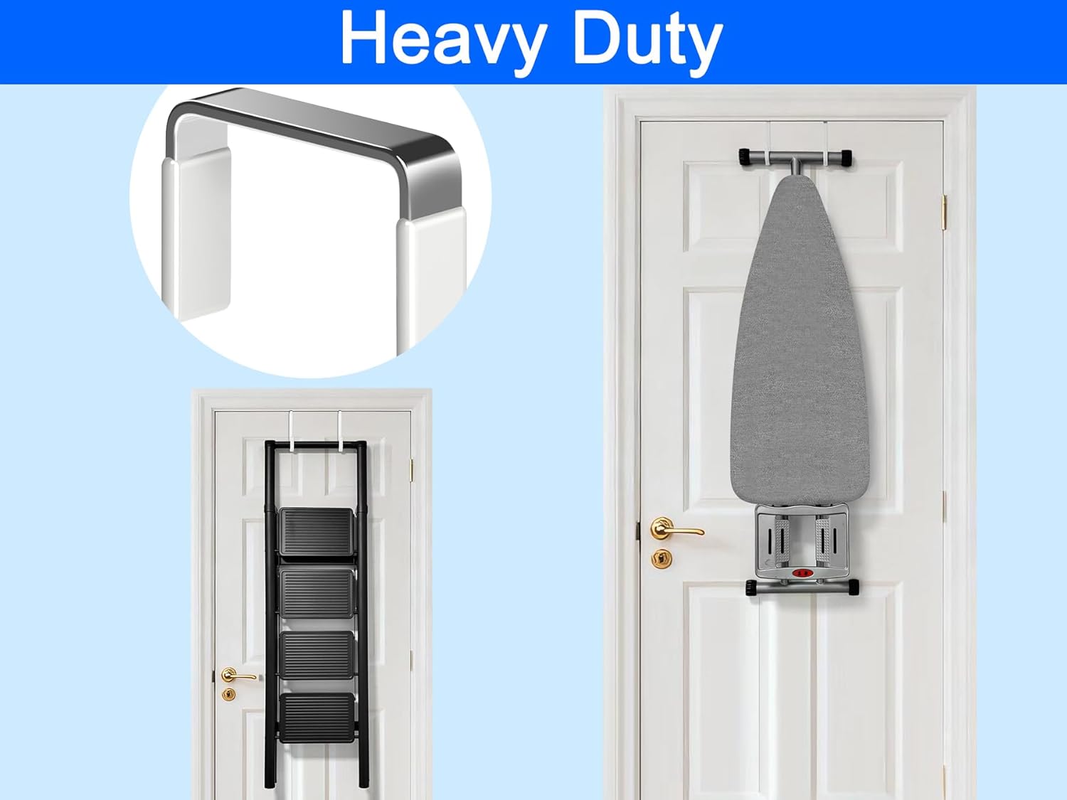 Mars-Rock Over the Door Hooks 4Pcs L=5.5" Fit 1 3/8" Door Steel with White