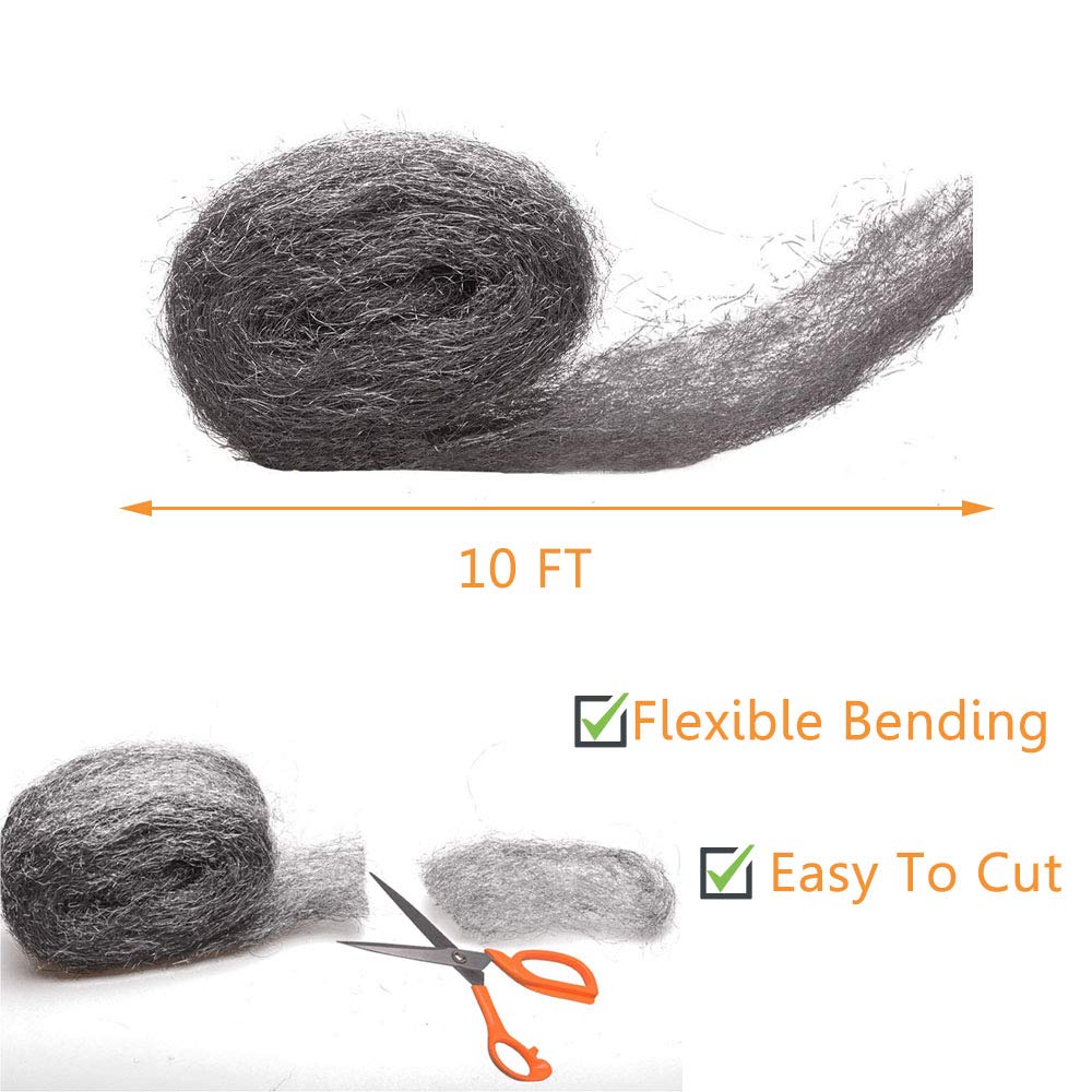 Steel Wool Mice Control, 2 Pack 3" x10 Ft Hole Filler, Gap Blocker, Barrier