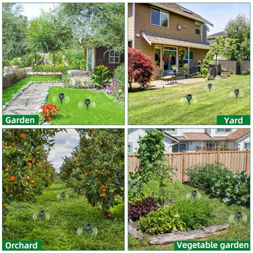 Mole Repellent Solar Powered, 4 Pack Snake & Skunk Repellent for Yard, IP 65