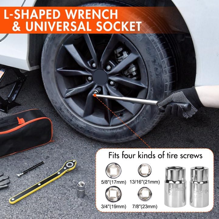 Scissor Car Jack 2 Ton (4409 lbs) Tire Changing Kit with Lug Wrench