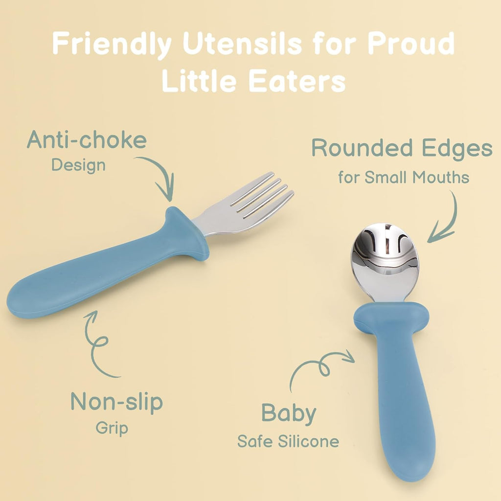Eascrozn Toddler Utensils, 6 Pack kids Silverware Set with Silicone Handle