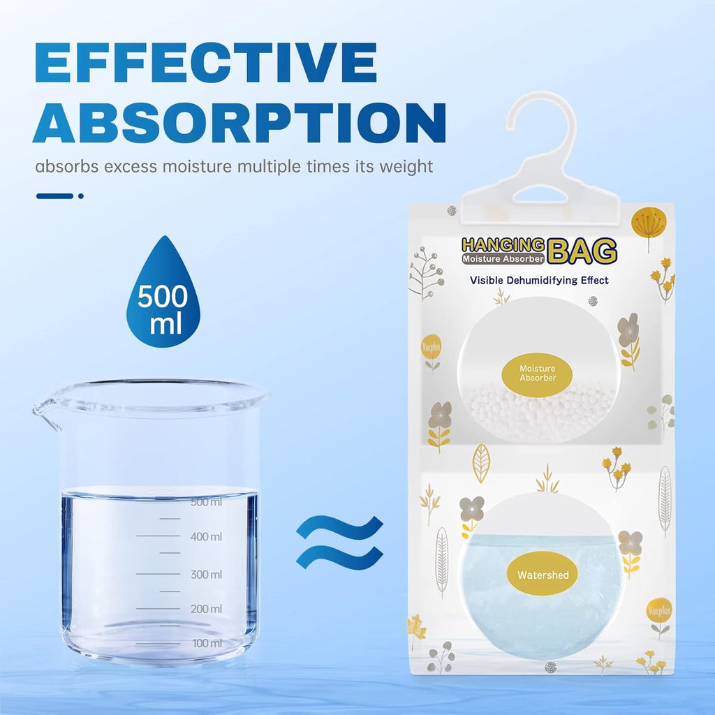 Vacplus Moisture Absorbers, Hanging Closet Dehumidifier Bags, Humidity Packs