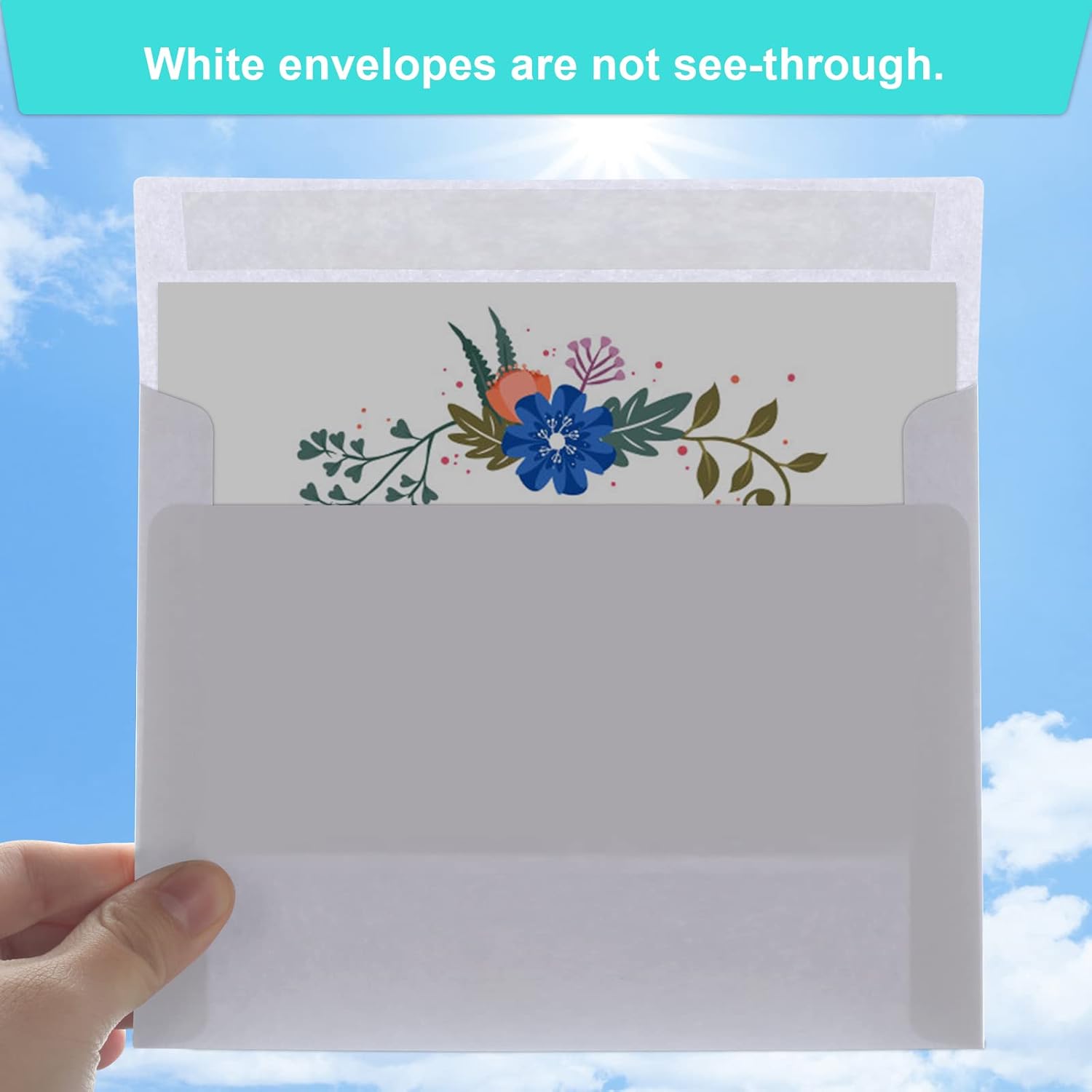 50 Packs 5x7 Envelopes, White A7 5x7 Envelopes for Invitations, Printable