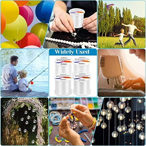 Fishing Wire for Hanging, Selizo 4Pcs Clear Fish Line Fishing String Invisible