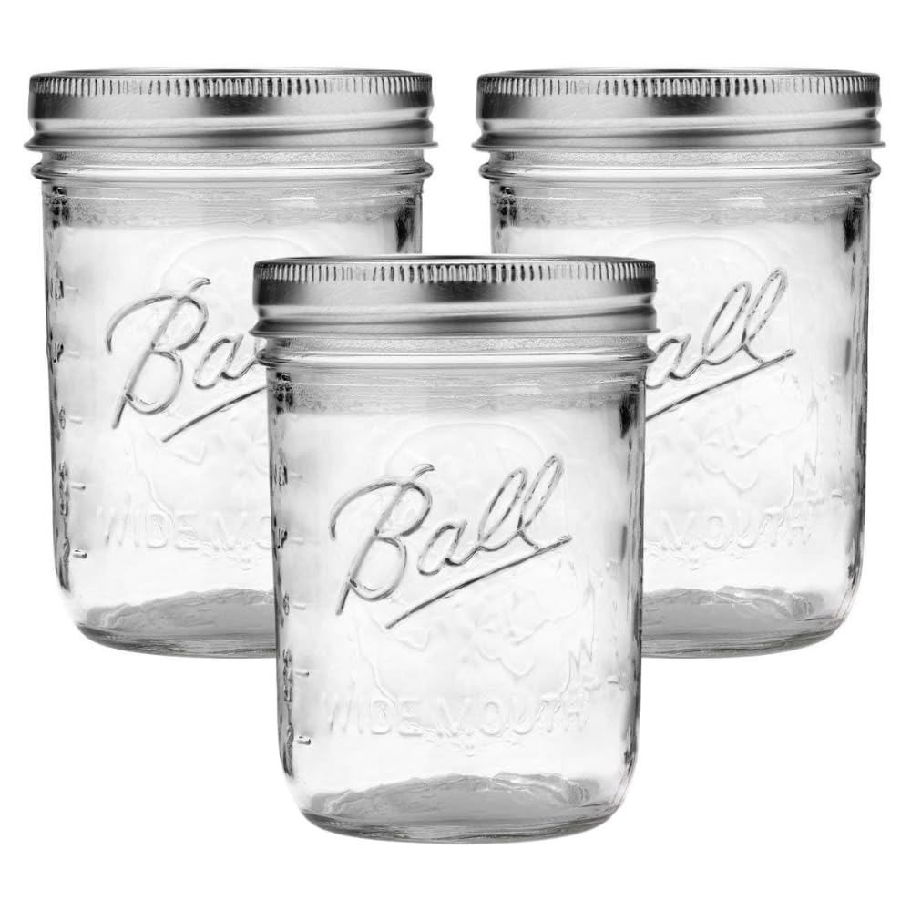 Ball Wide Mouth Glass Mason Jars with Lids and Bands, Used for Canning, Pickling, Juice