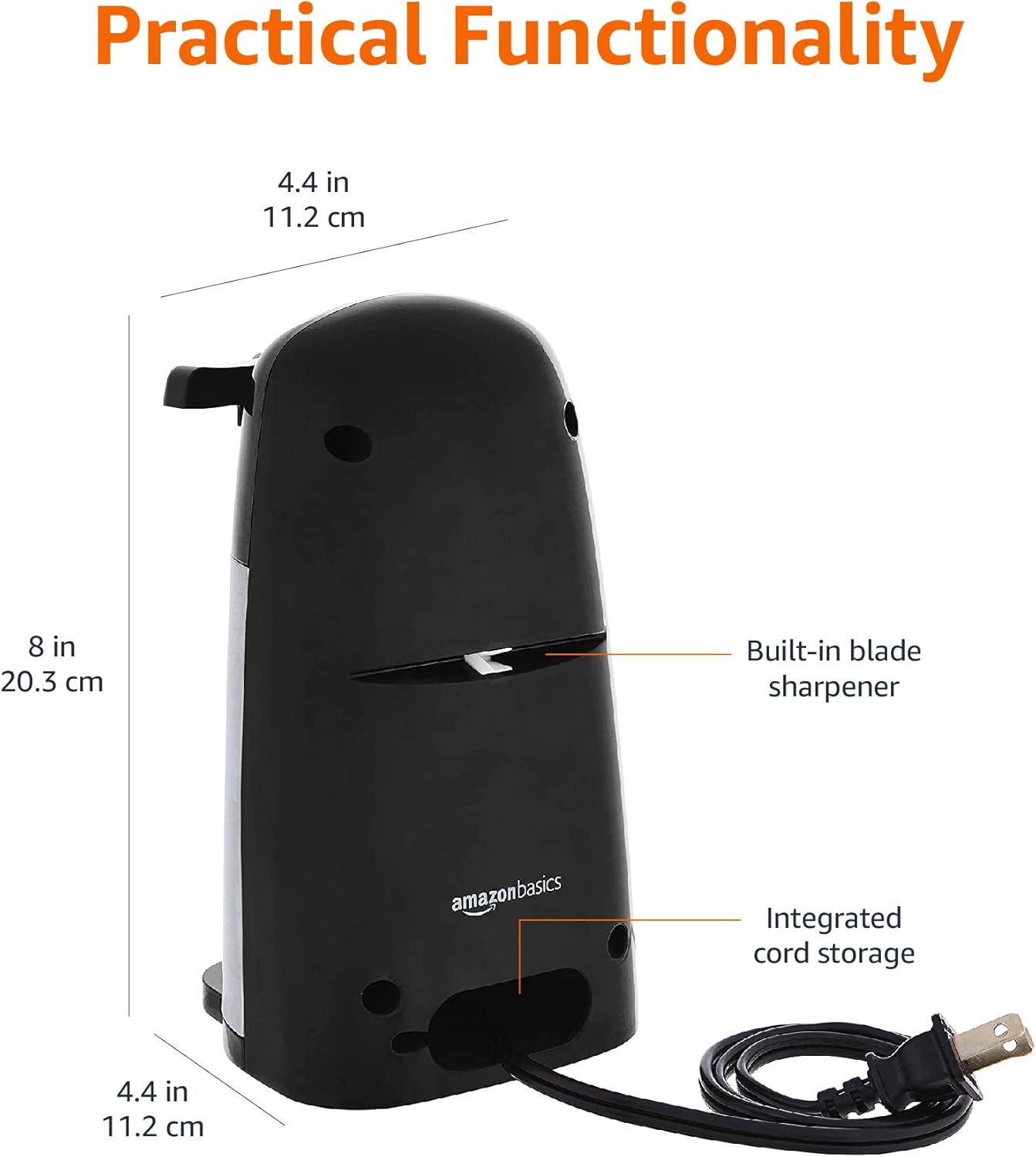 Amazon Basics 3-In-1 Electric Can Opener, Bottle Opener and Knife Sharpener