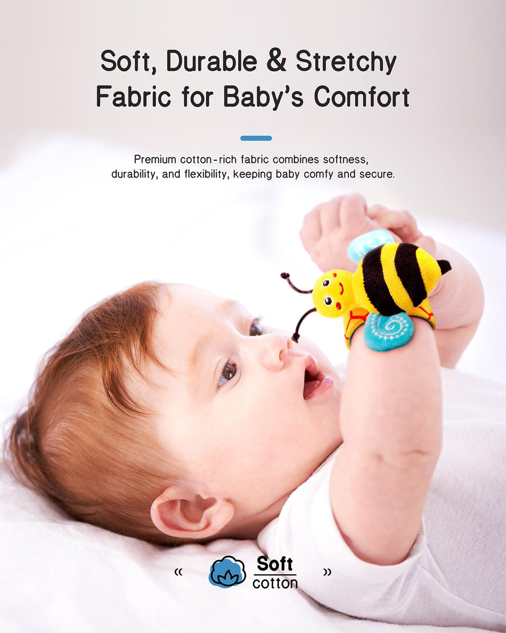 Infinno Baby Wrist Rattle Socks and Foot Finder Set, Perfect Baby Toys for